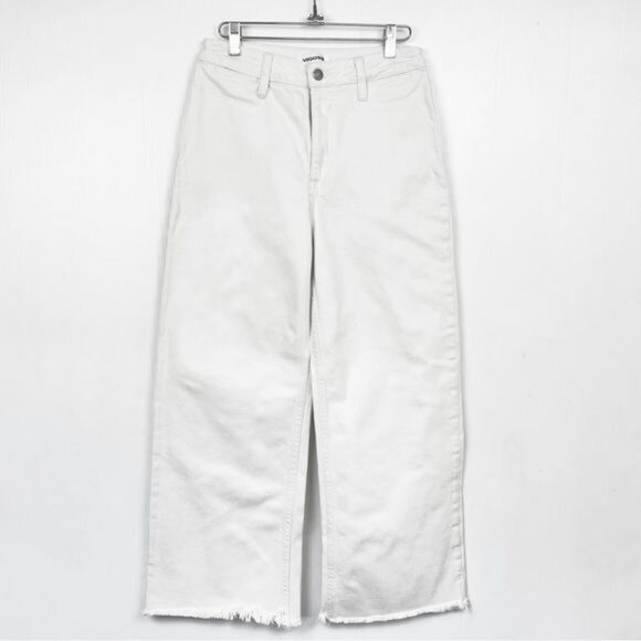 Vigoss Alanis Denim White Wide Leg High Rise Crop Frayed Jean 27 - Picture 1 of 10